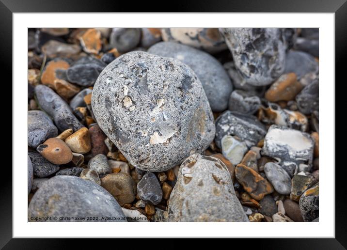 Seaside stones Framed Mounted Print by Chris Yaxley