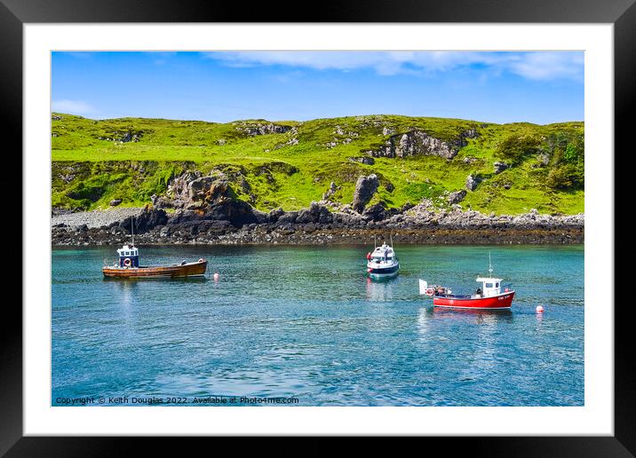 Boats moored at Muck Framed Mounted Print by Keith Douglas