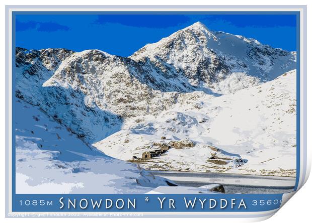 Snowdon / Yr Wyddfa in winter Print by geoff shoults