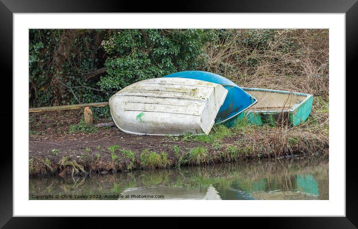 Boats on the bank Framed Mounted Print by Chris Yaxley