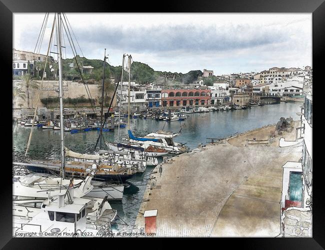  Docked Sailboats Ciutadella Menorca Framed Print by Deanne Flouton