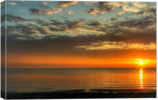 Dark warm Sunrise Llandudno beach  Canvas Print by Helkoryo Photography