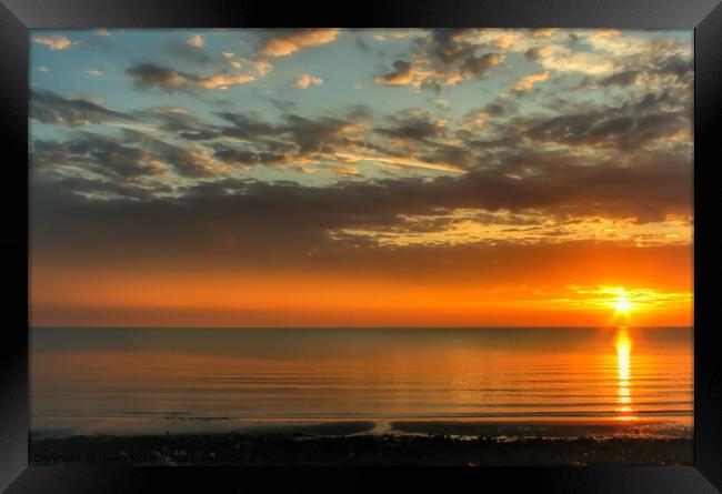 Dark warm Sunrise Llandudno beach  Framed Print by Helkoryo Photography