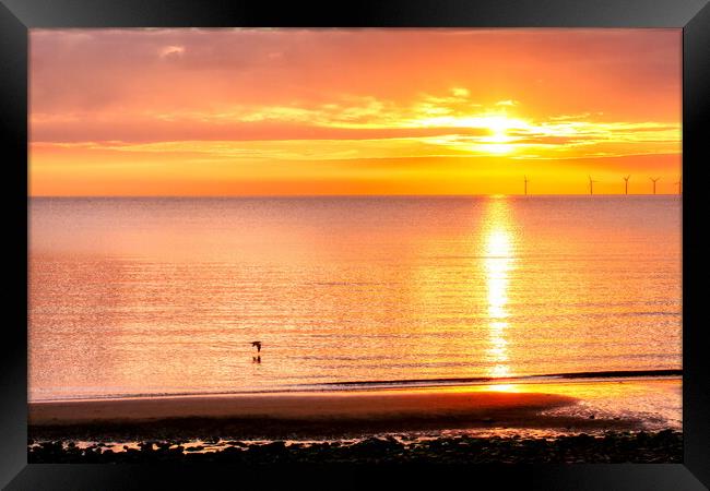Warm Calm Pastel Sunrise Llandudno beach  Framed Print by Helkoryo Photography
