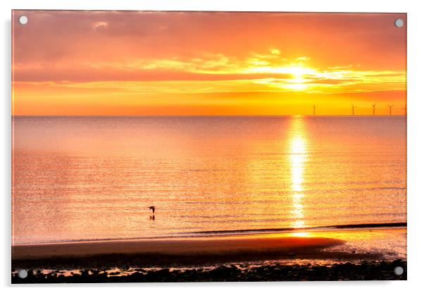 Warm Calm Pastel Sunrise Llandudno beach  Acrylic by Helkoryo Photography