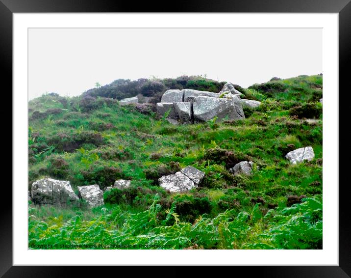 Rocks in the heather Framed Mounted Print by Stephanie Moore
