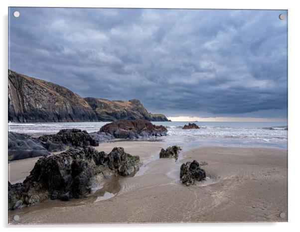 Traeth Llyfn Beach, Pembrokeshire, Wales Acrylic by Colin Allen
