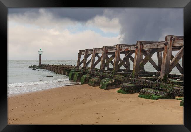 Old Pier at landguard point felixstowe Framed Print by Kevin Snelling