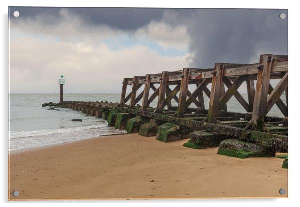 Old Pier at landguard point felixstowe Acrylic by Kevin Snelling