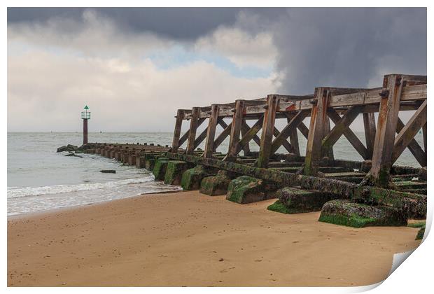 Old Pier at landguard point felixstowe Print by Kevin Snelling