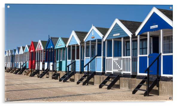 Colourful Beach Huts on Southwold Beach Acrylic by Kevin Snelling
