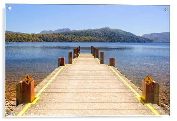 View from the jetty at Lake St Clair - Tasmania Acrylic by Laszlo Konya