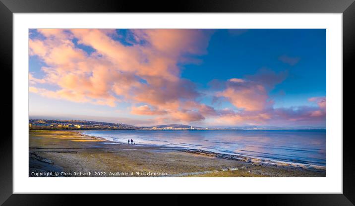 Golden Hour at Swansea Bay Framed Mounted Print by Chris Richards