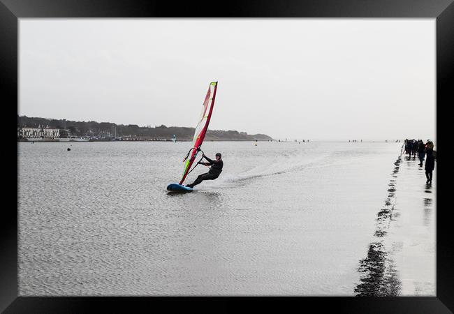 Wind surfer on West Kirby lake Framed Print by Jason Wells