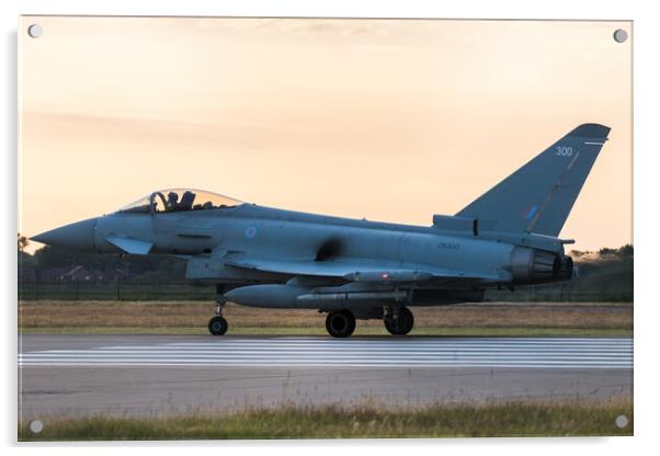 RAF Typhoon prepares to take off at sunset Acrylic by Jason Wells