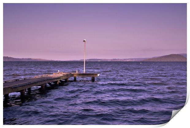 Lake Rotorua Pier at Parawai Bay Print by Errol D'Souza