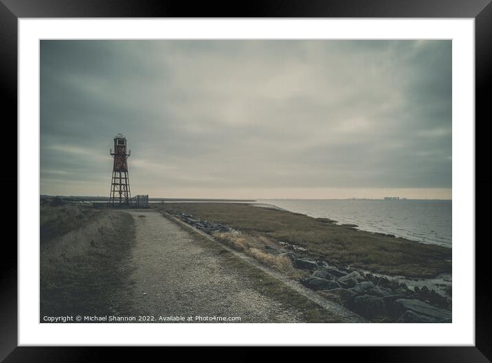 The old lighthouse near Paull on the Humber Estuar Framed Mounted Print by Michael Shannon