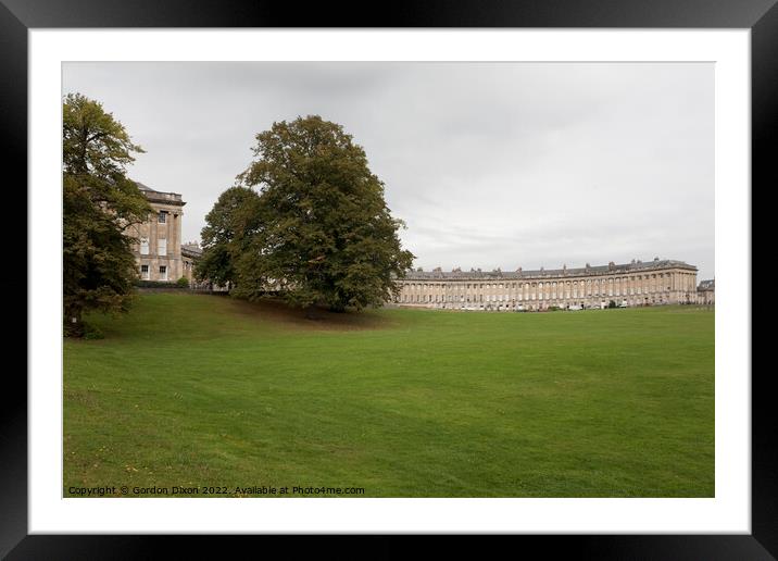 Royal Crescent. A sweeping arc of Georgian houses , Bath in Somerset Framed Mounted Print by Gordon Dixon