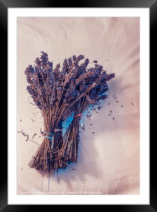 Bunches Of Dried Lavender Framed Mounted Print by Peter Greenway
