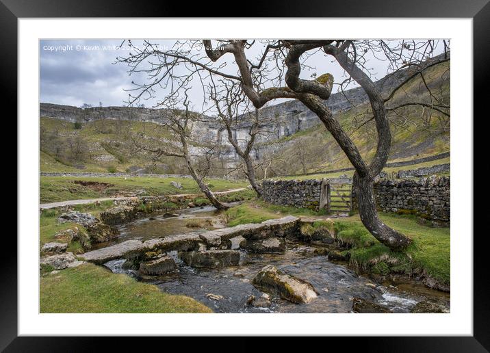 Malham Cove stream Framed Mounted Print by Kevin White