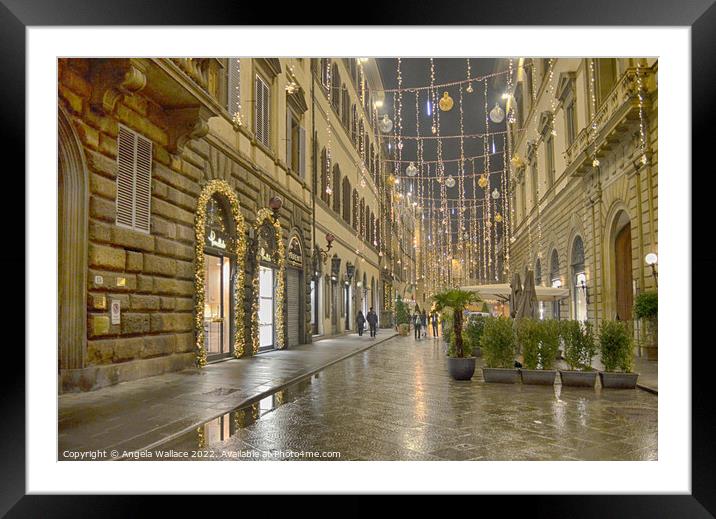 Christmas in Via Dei Tornabuoni Florence  Framed Mounted Print by Angela Wallace