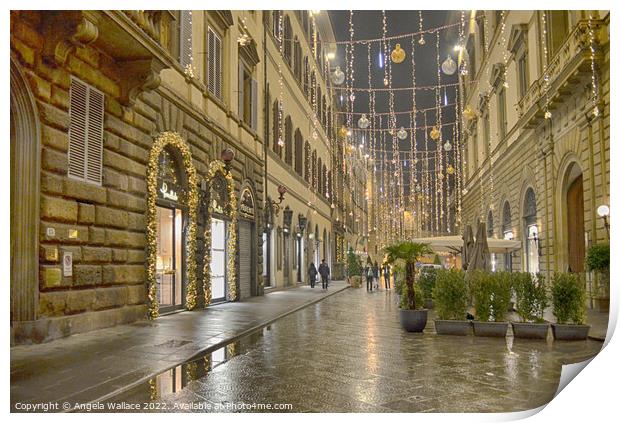Christmas in Via Dei Tornabuoni Florence  Print by Angela Wallace