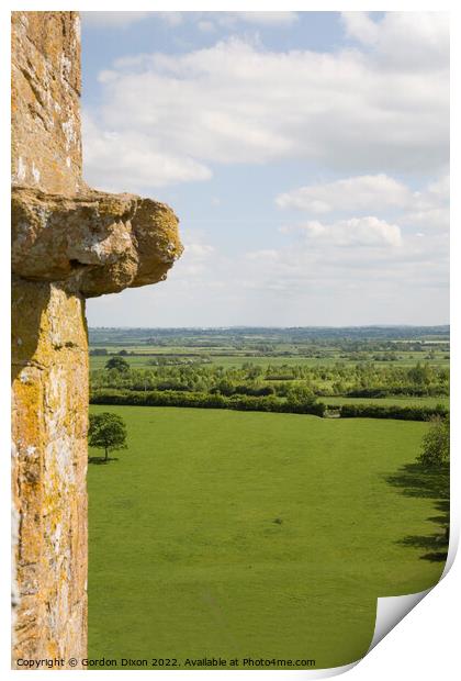 Somerset levels from the top of the tower of Holy Trinity church, Long Sutton Print by Gordon Dixon