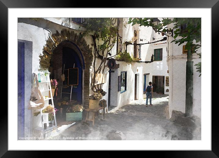 Picturesque Streets of Cadaques - C1905 5546 WAT Framed Mounted Print by Jordi Carrio
