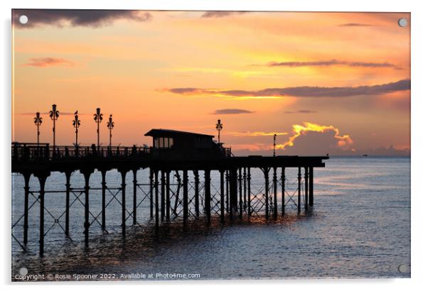 Sunrise by Teignmouth Pier Acrylic by Rosie Spooner