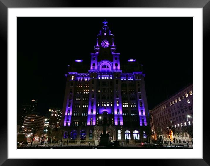 Liver Building Illuminated Framed Mounted Print by Michele Davis