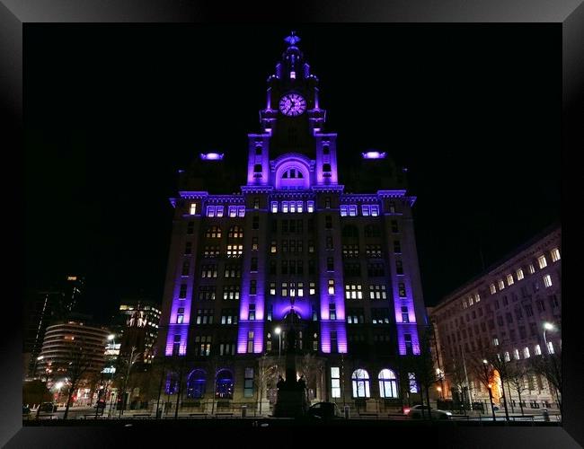 Liver Building Illuminated Framed Print by Michele Davis