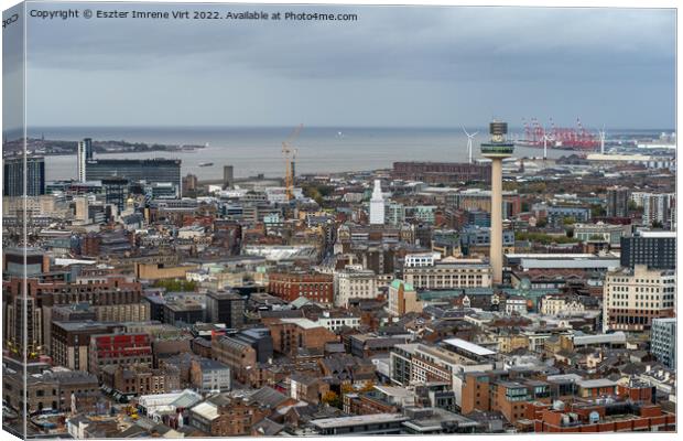 The city of Liverpool from the tower of Liverpool Cathedral Canvas Print by Eszter Imrene Virt