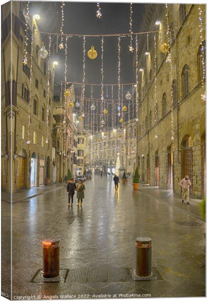 Christmas decorations Florence Canvas Print by Angela Wallace