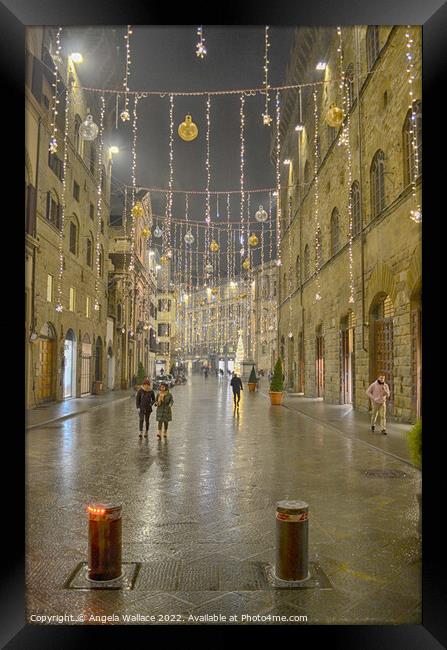Christmas decorations Florence Framed Print by Angela Wallace