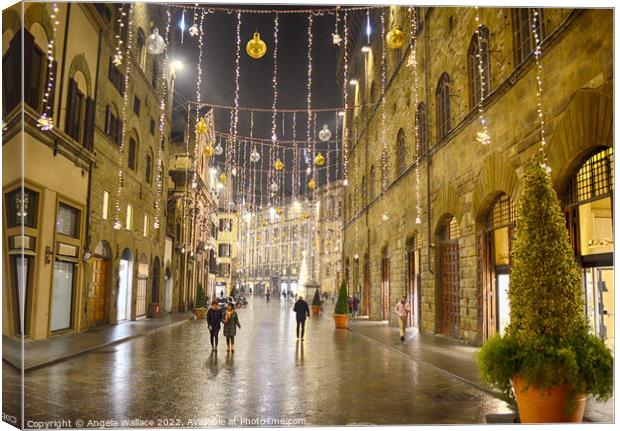 Christmas decorations in Florence 3 Canvas Print by Angela Wallace