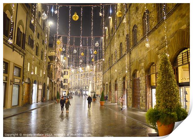 Christmas decorations in Florence 3 Print by Angela Wallace
