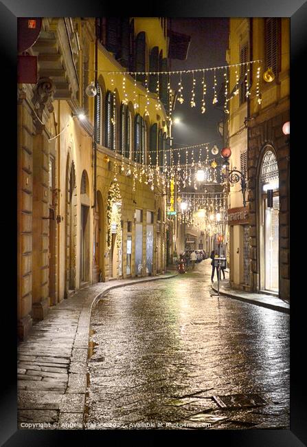 Romantic street in Florence in December Framed Print by Angela Wallace