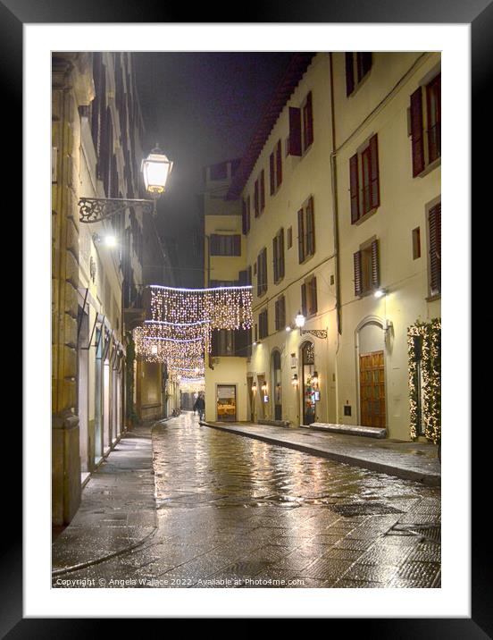 Street in Florence after the rain Framed Mounted Print by Angela Wallace