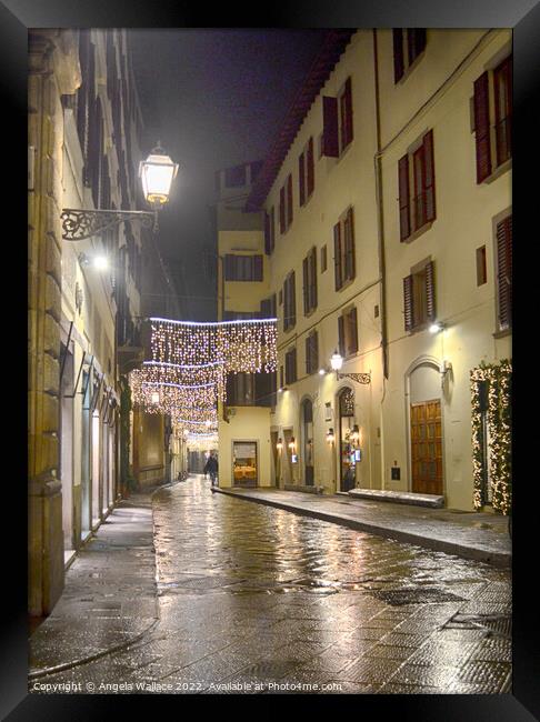 Street in Florence after the rain Framed Print by Angela Wallace