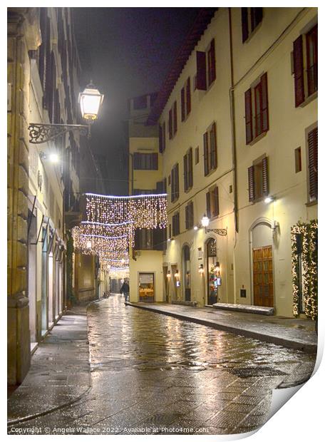Street in Florence after the rain Print by Angela Wallace