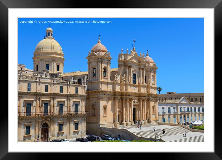 Dome and towers of Noto Cathedral, Sicily Framed Mounted Print by Angus McComiskey