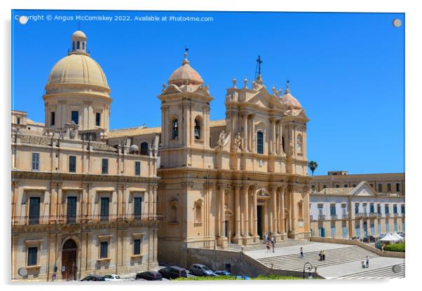 Dome and towers of Noto Cathedral, Sicily Acrylic by Angus McComiskey