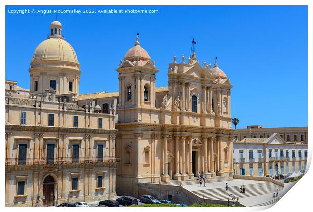 Dome and towers of Noto Cathedral, Sicily Print by Angus McComiskey