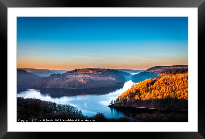 Winter Sunset at Llyn Brianne Framed Mounted Print by Chris Richards
