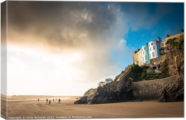 Tenby Beach in Winter Canvas Print by Chris Richards