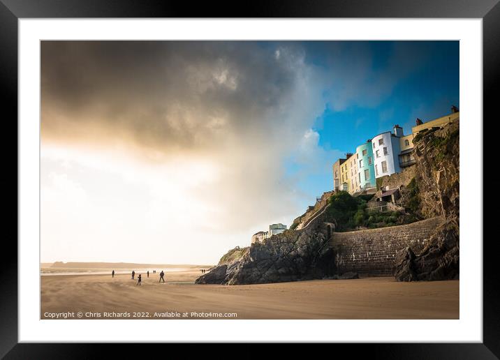 Tenby Beach in Winter Framed Mounted Print by Chris Richards