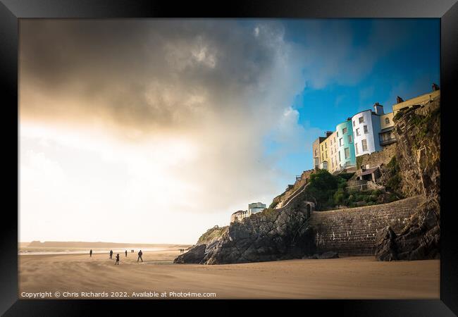 Tenby Beach in Winter Framed Print by Chris Richards