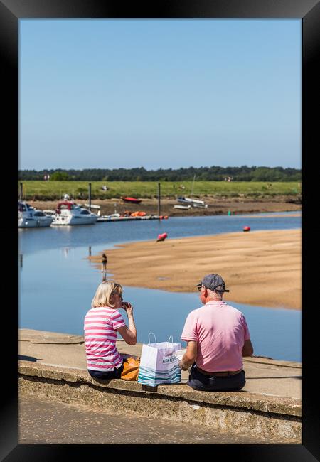 Couple eating fish and chips Framed Print by Jason Wells