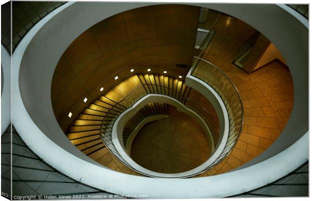 Curved staircase in utility space  Canvas Print by Helen Jones