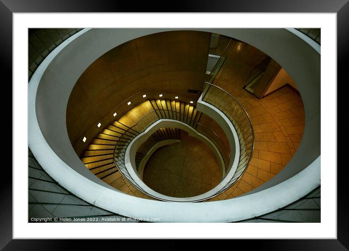 Curved staircase in utility space  Framed Mounted Print by Helen Jones